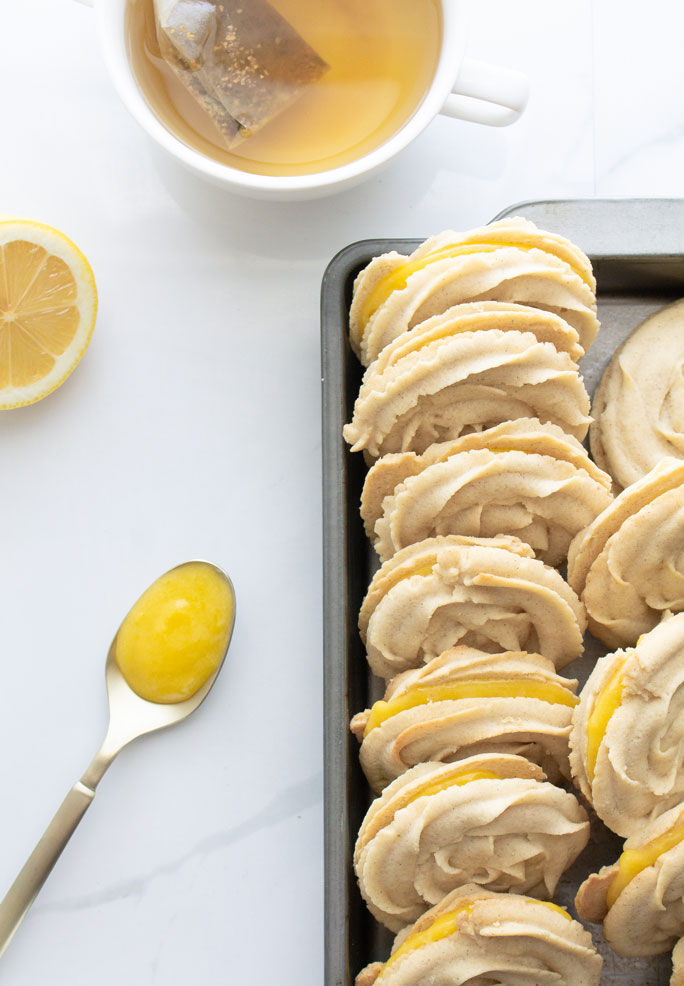 Lemon Shortbread Sandwich Cookies