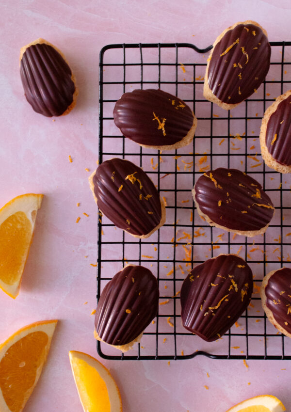 Orange Madeleines Dipped in Chocolate